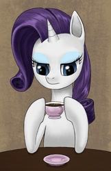 Size: 716x1105 | Tagged: safe, artist:dannylim86, rarity, pony, unicorn, coffee, solo, steam