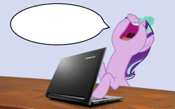 Size: 640x400 | Tagged: safe, starlight glimmer, pony, unicorn, computer, exploitable, laptop computer, lenovo, solo