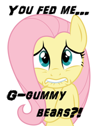 Size: 3000x3500 | Tagged: safe, fluttershy, pegasus, pony, female, gummy bears, mare, pink mane, yellow coat