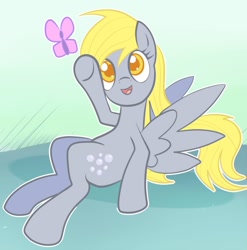 Size: 578x584 | Tagged: safe, artist:gsphere, derpy hooves, butterfly, pegasus, pony, female, mare, underp