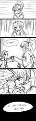 Size: 540x1794 | Tagged: safe, artist:rieul, sonata dusk, sunset shimmer, equestria girls, comic, korean, monochrome, translated in the comments