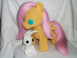 Size: 1024x768 | Tagged: safe, artist:masterplanner, angel bunny, fluttershy, pony, amigurumi, crochet, irl, photo, plushie, solo