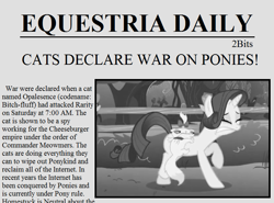 Size: 781x578 | Tagged: safe, opalescence, rarity, cat, pony, unicorn, newspaper, text