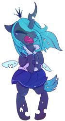 Size: 686x1280 | Tagged: safe, artist:nutty-stardragon, queen chrysalis, changeling, changeling queen, clothes, cute, cutealis, eyes closed, open mouth, school uniform, simple background, solo, teary eyes, transparent background