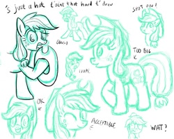 Size: 660x528 | Tagged: safe, artist:notapseudonym, applejack, earth pony, pony, female, fourth wall, mare, sketch