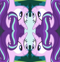 Size: 387x401 | Tagged: safe, starlight glimmer, pony, unicorn, no second prances, inverted, mirrored, smiling, trippy, unitinu