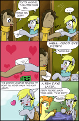 Size: 2007x3080 | Tagged: safe, artist:ciriliko, carrot top, derpy hooves, doctor whooves, golden harvest, pegasus, pony, comic, creeper, crossover, doctor who, female, mare, ponified, zas