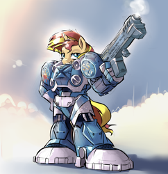 Size: 2758x2846 | Tagged: safe, artist:gsphere, sunset shimmer, anthro, crossover, jim raynor, solo, starcraft, starcraft 2