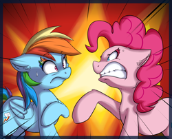 Size: 2604x2107 | Tagged: safe, artist:vicse, derpibooru import, pinkie pie, rainbow dash, earth pony, pegasus, pony, angry, eyebrows, pinkie promise, rage