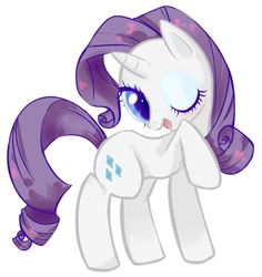 Size: 437x462 | Tagged: safe, artist:amanako, rarity, pony, unicorn, cute, female, mare, open mouth, pixiv, raribetes, simple background, solo, white background, wink