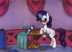 Size: 756x540 | Tagged: safe, artist:capreola, rarity, pony, unicorn, doll, glasses, magic