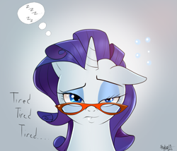 Size: 1133x972 | Tagged: safe, artist:skyart301, rarity, pony, unicorn, bust, glasses, portrait, solo, tired