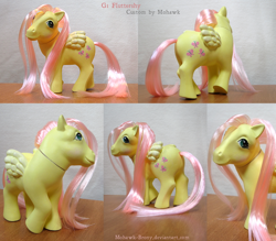 Size: 1000x875 | Tagged: safe, artist:mohawkmax, fluttershy, g1, custom, g4 to g1, generation leap, irl, photo, solo, toy
