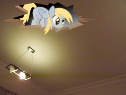 Size: 4288x3216 | Tagged: safe, artist:missbeigepony, derpy hooves, pony, ceiling pony, irl, photo, ponies in real life, vector