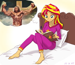 Size: 800x700 | Tagged: safe, artist:ta-na edits, sunset shimmer, equestria girls, christian sunset shimmer, christianity, exploitable meme, heresy, jesus christ, meme, religion, religious headcanon, solo, sunset's daydream