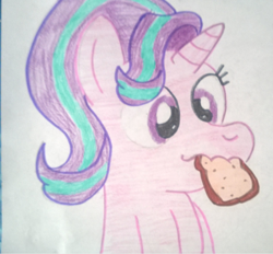 Size: 768x712 | Tagged: safe, artist:toyminator900, starlight glimmer, pony, unicorn, bread, eating, food