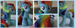 Size: 7000x2662 | Tagged: safe, artist:joltage, derpibooru import, rainbow dash, pegasus, pony, bedroom eyes, irl, life size, photo, plushie, solo