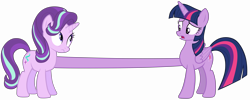 Size: 25000x10000 | Tagged: safe, artist:tardifice, edit, starlight glimmer, twilight sparkle, twilight sparkle (alicorn), alicorn, pony, absurd resolution, dangerously high res, duo, duo female, female, open mouth, simple background, stretchy, transparent background