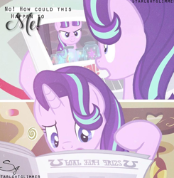 Size: 564x576 | Tagged: safe, artist:starlightglimmer, edit, starlight glimmer, pony, unicorn, foal free press, jar, manip, newspaper