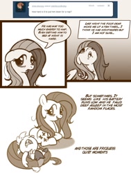 Size: 1004x1328 | Tagged: safe, artist:anima-dos, discord, fluttershy, pegasus, pony, age regression, ask, ask baby discord, baby discord, sleeping, tumblr