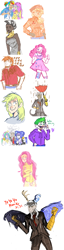 Size: 1243x4840 | Tagged: safe, artist:aquasurfer, applejack, discord, fluttershy, spike, humanized, moustache, sketch dump