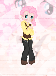 Size: 500x670 | Tagged: safe, artist:sailor-syaoran, fluttershy, clothes, female, humanized, pink hair, rule 63, solo