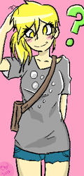 Size: 192x400 | Tagged: safe, artist:cleppyclep, derpy hooves, blonde hair, clothes, female, humanized, smiling, solo