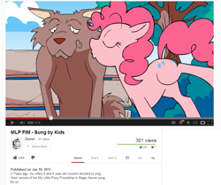 Size: 907x757 | Tagged: safe, pinkie pie, coyote, earth pony, pony, female, link, mare, pink coat, pink mane, youtube
