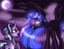 Size: 1448x1110 | Tagged: safe, artist:not-ordinary-pony, starlight glimmer, twilight sparkle, twilight sparkle (alicorn), alicorn, pony, crying, nightmare twilight, nightmarified, starlight is ahsoka, twilight is anakin, tyrant sparkle