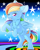 Size: 1596x1984 | Tagged: safe, artist:schokocream, derpibooru import, rainbow dash, pegasus, pony, backwards cutie mark, chest fluff, cute, dashabetes, female, mare, multicolored hair, one eye closed, open mouth, rearing, smiling, solo, wink