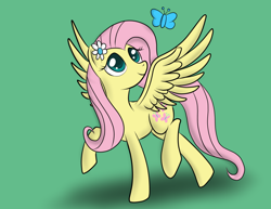 Size: 800x618 | Tagged: safe, artist:pustulioooooo, fluttershy, butterfly, pegasus, pony, female, mare, pink mane, yellow coat