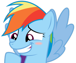 Size: 6045x5000 | Tagged: safe, artist:soren-the-owl, derpibooru import, rainbow dash, pegasus, pony, rarity investigates, absurd resolution, blushing, grin, inkscape, ponyscape, simple background, smiling, solo, transparent background, vector