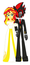 Size: 744x1600 | Tagged: safe, artist:ferrokiva, sunset shimmer, equestria girls, commission, crossover, crossover shipping, equestria girls-ified, marriage, married, married couple, shadow the hedgehog, sonic the hedgehog (series)