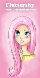 Size: 384x737 | Tagged: safe, artist:innerd, fluttershy, human, clothes, female, humanized, pink hair