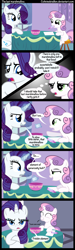 Size: 1200x4000 | Tagged: safe, artist:coltsteelstallion, rarity, sweetie belle, pony, unicorn, cannibalism, comic, crayon, generosity, marshmallow, nom, tower of pimps