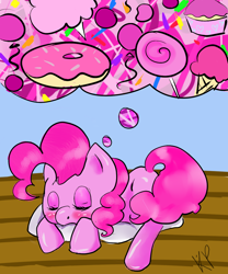 Size: 1000x1200 | Tagged: safe, pinkie pie, earth pony, pony, cute, dream, pink, sleeping