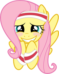 Size: 3154x3947 | Tagged: safe, artist:blueblitzie, fluttershy, pegasus, pony, .svg available, blushing, cute, headband, simple background, smiling, transparent background, vector, wristband