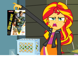 Size: 1016x902 | Tagged: safe, edit, edited screencap, screencap, sunset shimmer, equestria girls, equestria girls (movie), exploitable meme, konami, meme, metal gear, nintendo entertainment system, sunset is disgusted, video game