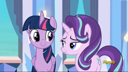 Size: 2511x1407 | Tagged: safe, screencap, starlight glimmer, twilight sparkle, twilight sparkle (alicorn), alicorn, pony, the times they are a changeling, duo, duo female, female