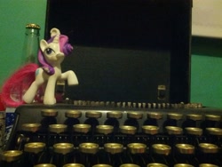 Size: 2592x1944 | Tagged: safe, rarity, pony, unicorn, female, horn, mare, photo, typewriter, white coat