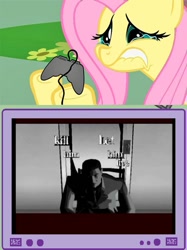 Size: 563x752 | Tagged: safe, fluttershy, pegasus, pony, controller, exploitable meme, female, fluttercry, gamershy, hoof hold, killer7, lip bite, mare, meme, pink mane, teary eyes, teeth, tv meme, yellow coat