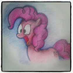 Size: 2448x2448 | Tagged: safe, artist:king dedede, pinkie pie, earth pony, pony, excited, pencil drawing, solo, traditional art