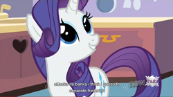 Size: 850x476 | Tagged: safe, screencap, rarity, pony, unicorn, spike at your service, female, mare, youtube caption