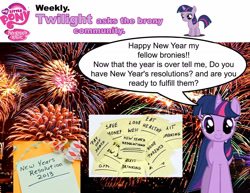 Size: 1920x1483 | Tagged: safe, derpibooru import, twilight sparkle, unicorn twilight, unicorn, 2013, female, filly, filly twilight sparkle, happy new year, my little pony logo, new year, twilight asks, younger