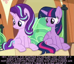 Size: 655x572 | Tagged: safe, screencap, starlight glimmer, twilight sparkle, twilight sparkle (alicorn), alicorn, pony, no second prances, the times they are a changeling, cropped, psyga's alternate pony scenes