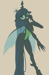 Size: 726x1122 | Tagged: safe, artist:raikoh, queen chrysalis, anthro, changeling, changeling queen, adorasexy, colored sketch, cute, cutealis, looking at you, sexy, simple background, smiling, solo, stupid sexy chrysalis