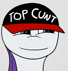 Size: 507x533 | Tagged: safe, rarity, pony, unicorn, baseball cap, hat, top cunt, top gun, vulgar