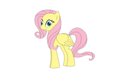 Size: 900x584 | Tagged: safe, artist:weaponlord206, fluttershy, pegasus, pony, female, folded wings, mare, simple background, smiling, solo, white background, wings