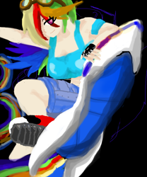 Size: 750x900 | Tagged: safe, artist:halotheme, derpibooru import, rainbow dash, human, armpits, crossover, extreme gear, humanized, solo, sonic riders, sonic the hedgehog (series)