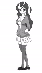 Size: 1124x1920 | Tagged: safe, artist:hebibox, sunset shimmer, human, humanized, monochrome, solo